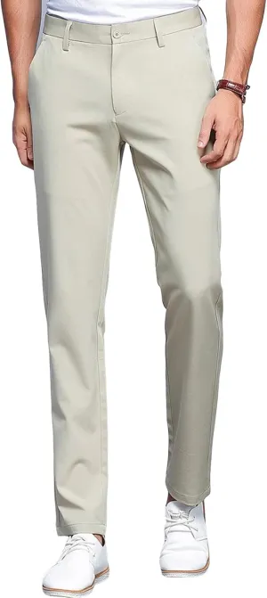 JEShifangjiusu Men's Stretch Dress Pants Slim Fit Skinny Suit Pants Chino Pants Comfort Straight Flat Front Dress Pant (38,Khaki), Khaki, 38