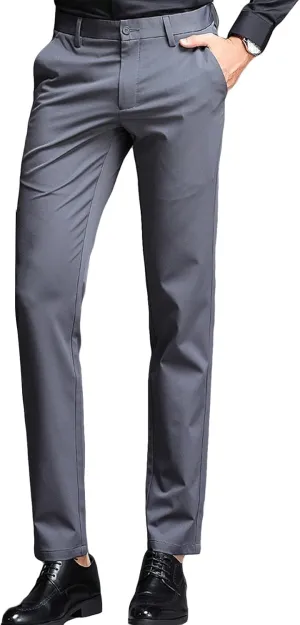 JEShifangjiusu Men's Stretch Dress Pants Slim Fit Skinny Suit Pants Chino Pants Comfort Straight Flat Front Dress Pant (40,Grey), Grey, 40