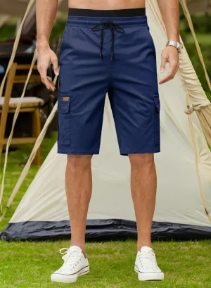 JMIERR Mens Casual Twill Cargo Shorts Cotton Drawstring Classic Cargo Stretch Short with 6 Pockets