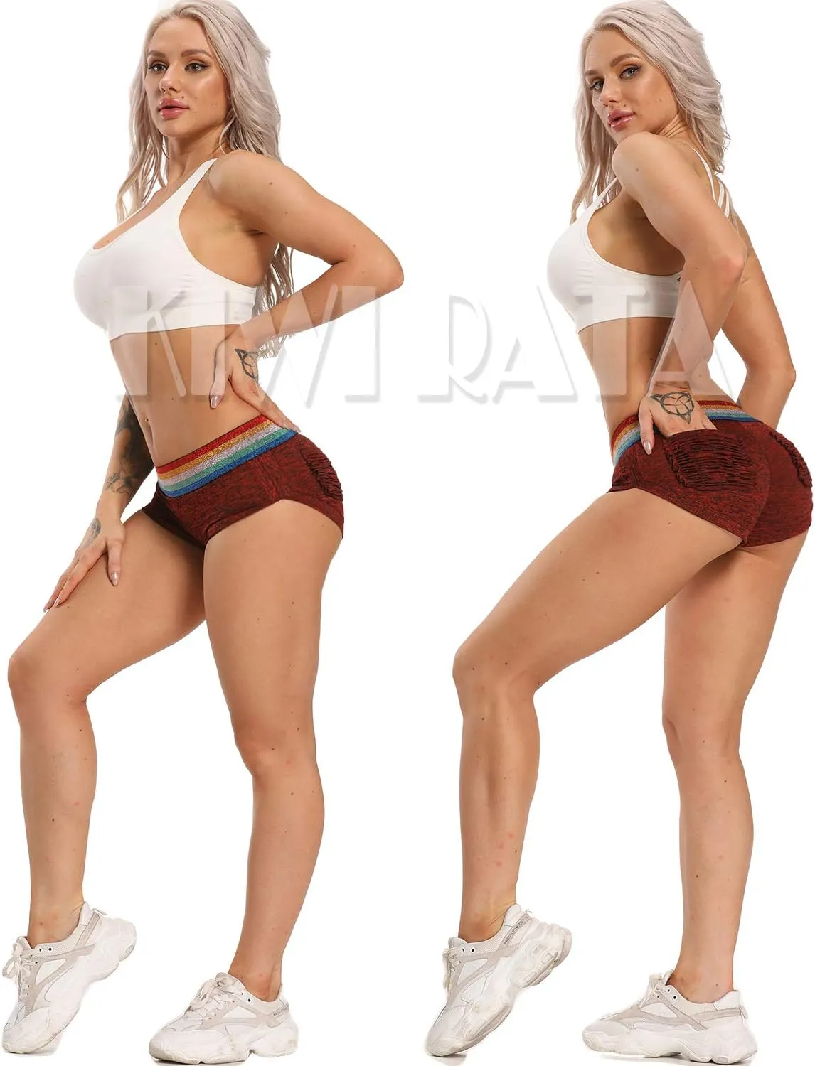 KIWI RATA Scrunch Booty Shorts for Women High Waisted Yoga Shorts Sexy Rave Bottoms Butt Lifting Short Hot Pants