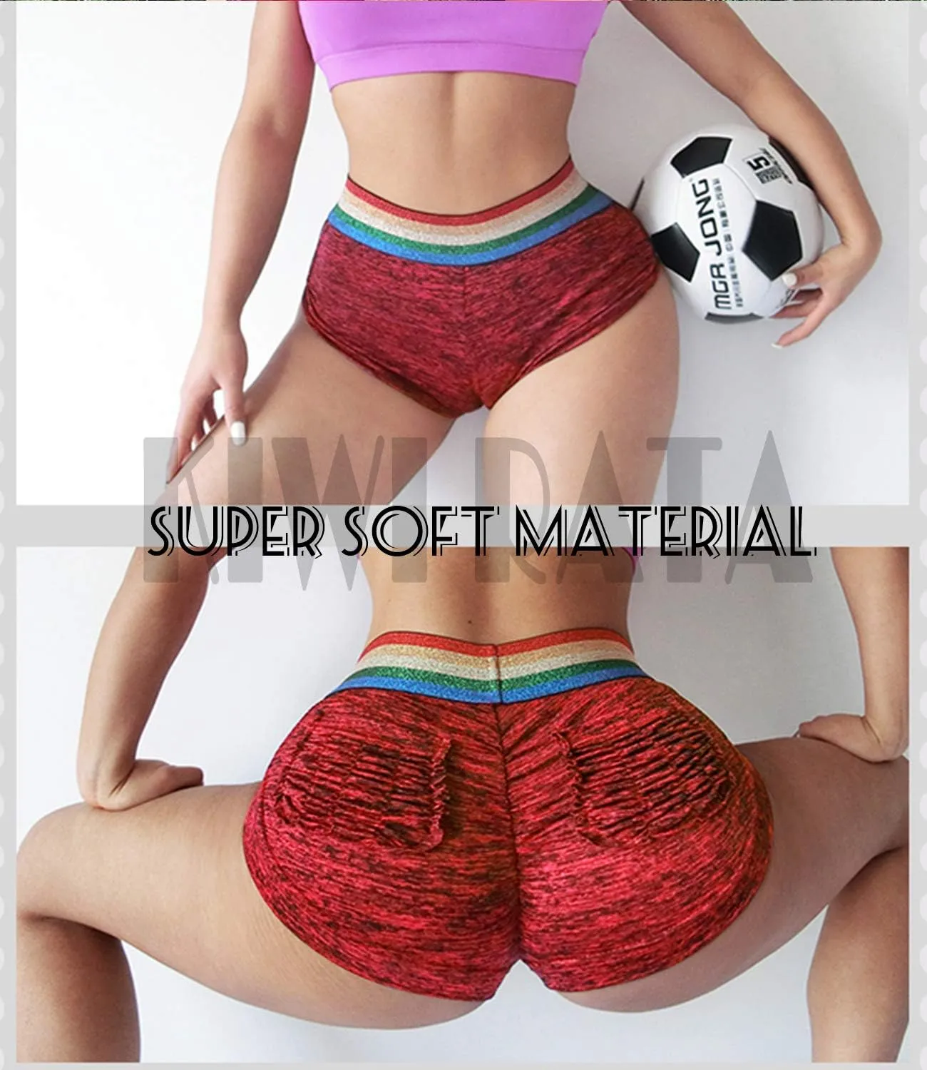KIWI RATA Scrunch Booty Shorts for Women High Waisted Yoga Shorts Sexy Rave Bottoms Butt Lifting Short Hot Pants