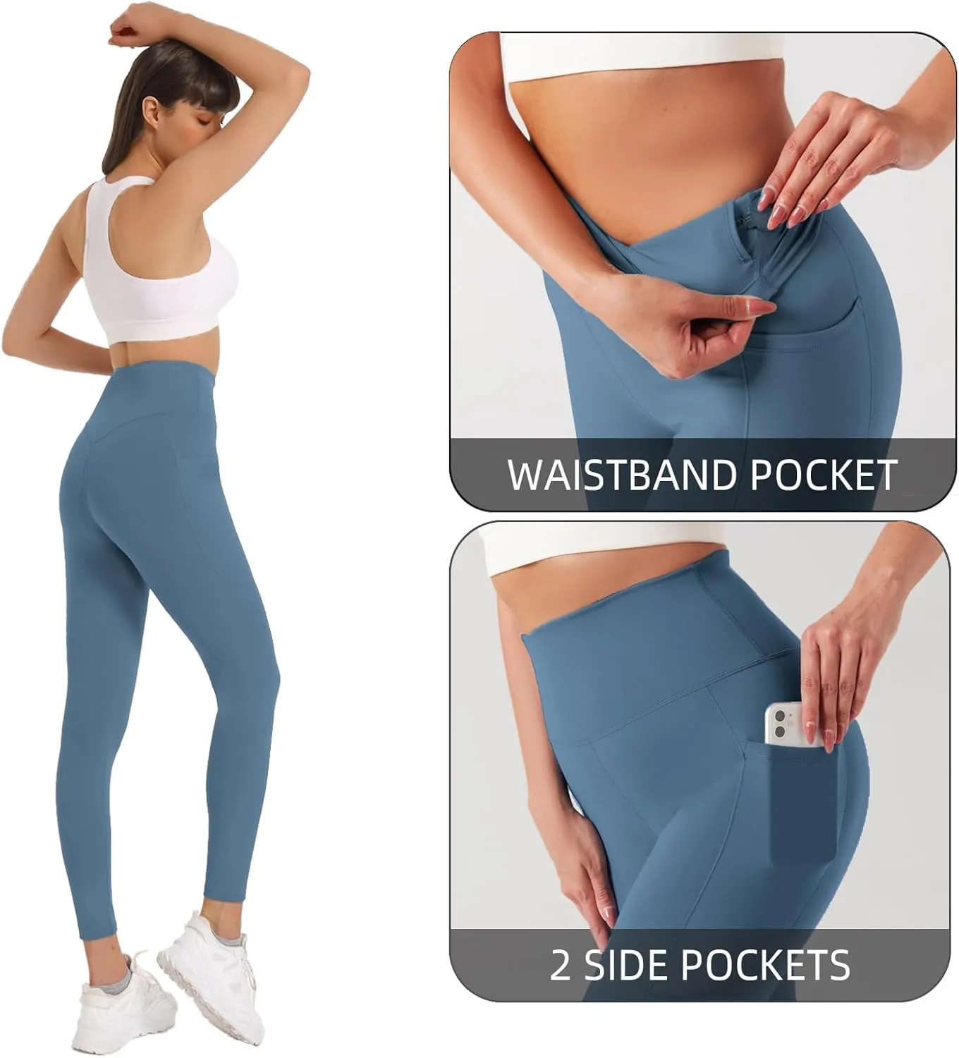 KOWSPORT Womens Yoga Pants High Waisted Yoga Legging with Pockets Tummy Control Workout Leggings Gym Pants
