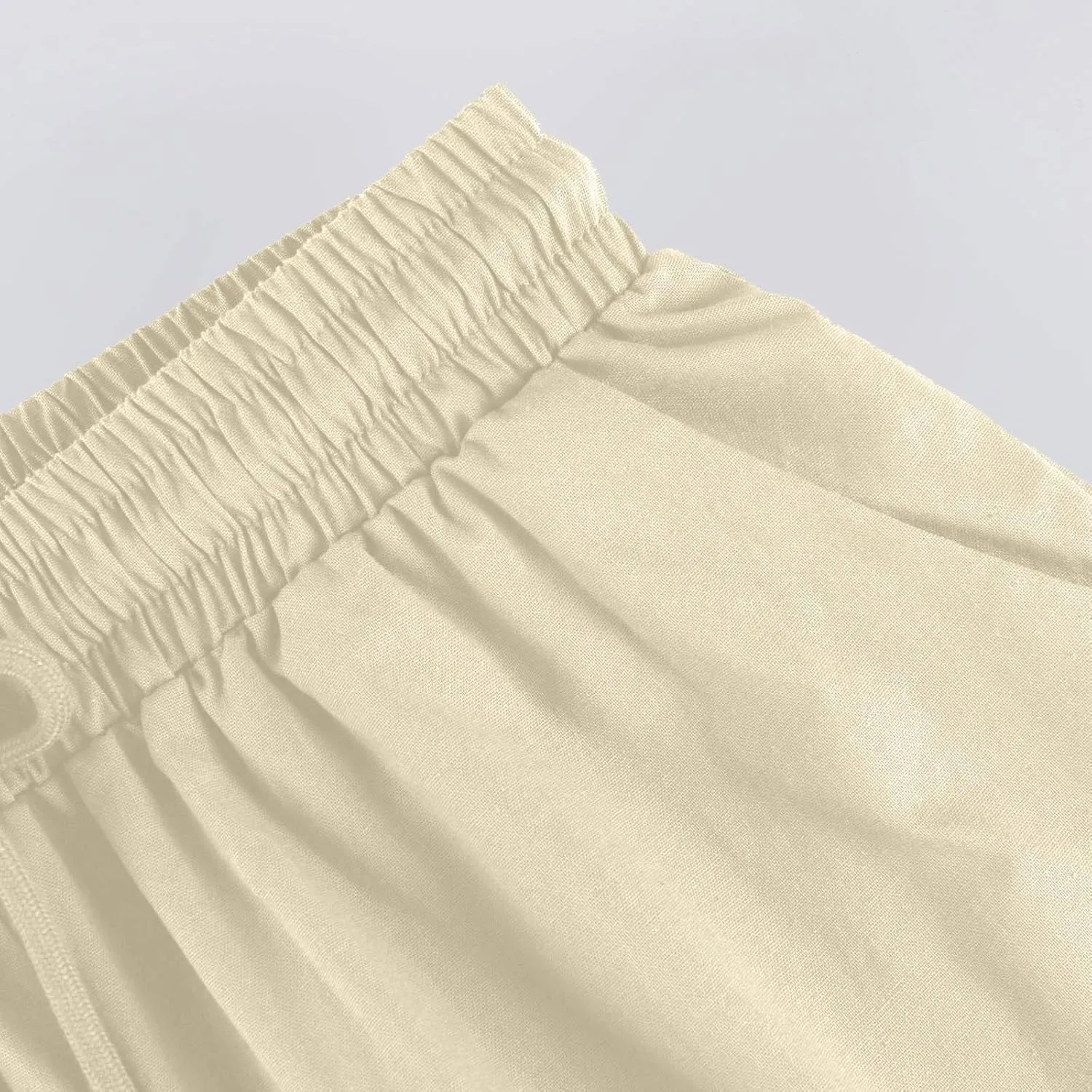 Linen Drawstring Pants for Women Lightweight Shorts High Waisted Casual Summer Drawstring Beach Vacation Outfit