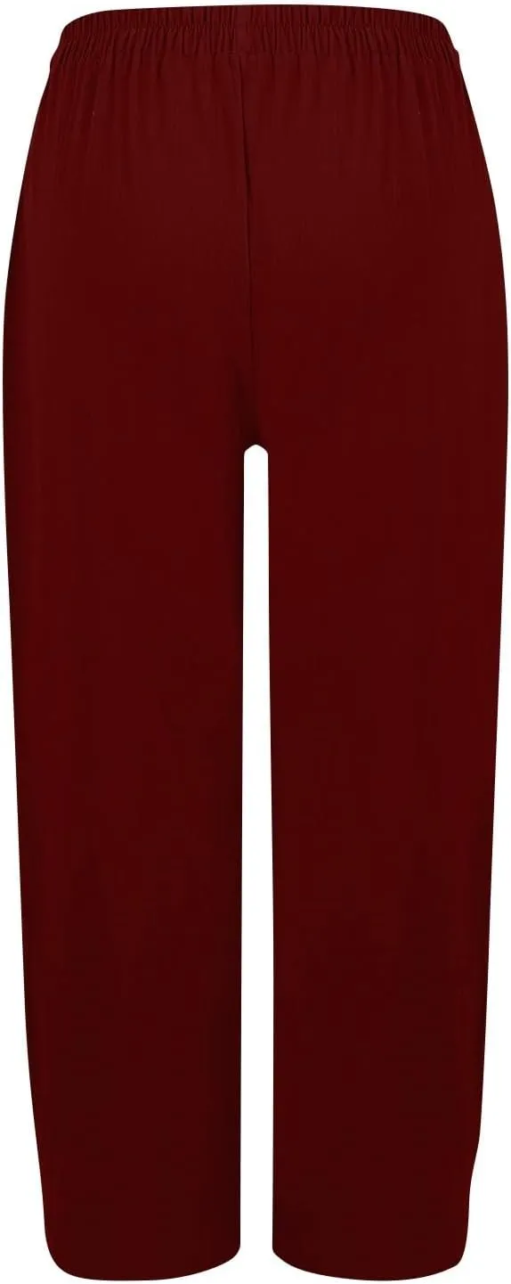 Linen Pants for Women Summer High Waist Palazzo Pants Wide Leg Plus Size Pant Lounge Trousers with Pockets (S-2Xl)