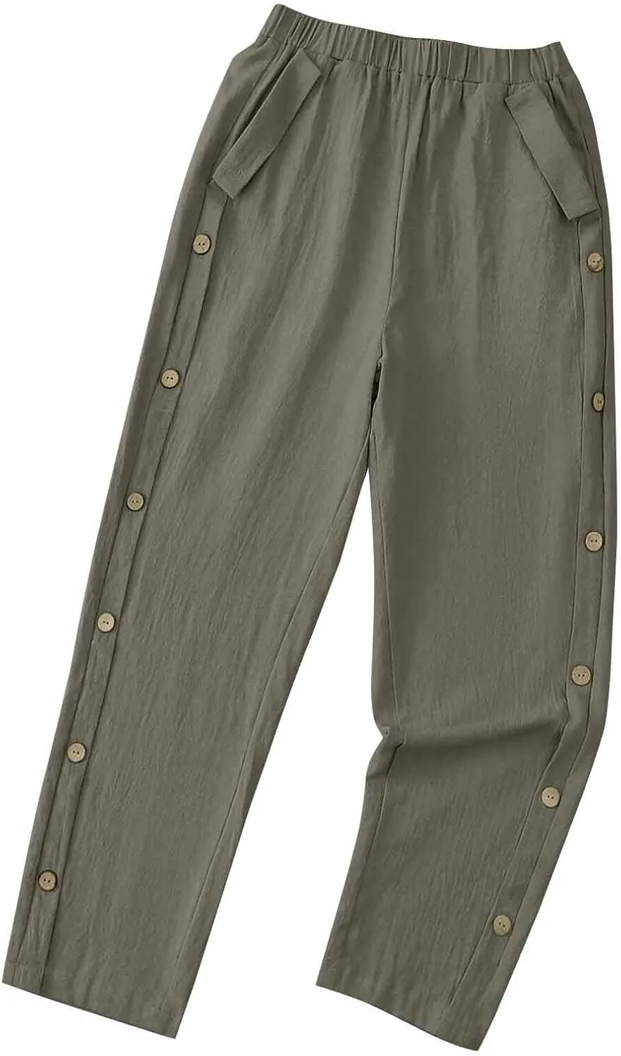Lmdudan 2025 Womens Casual Linen Pants High Waist Summer Boho Beach Pants Lounge Pant Trousers with Pockets Vacation Outfits