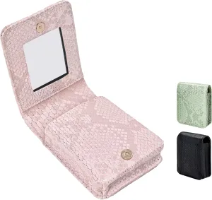 Lolalet Lipstick Case with Mirror for Purse, Small Cosmetic Bag for Lipsticks, Travel Lipstick Pouch, Mini Portable Makeup Holder for Women Girls -Pink