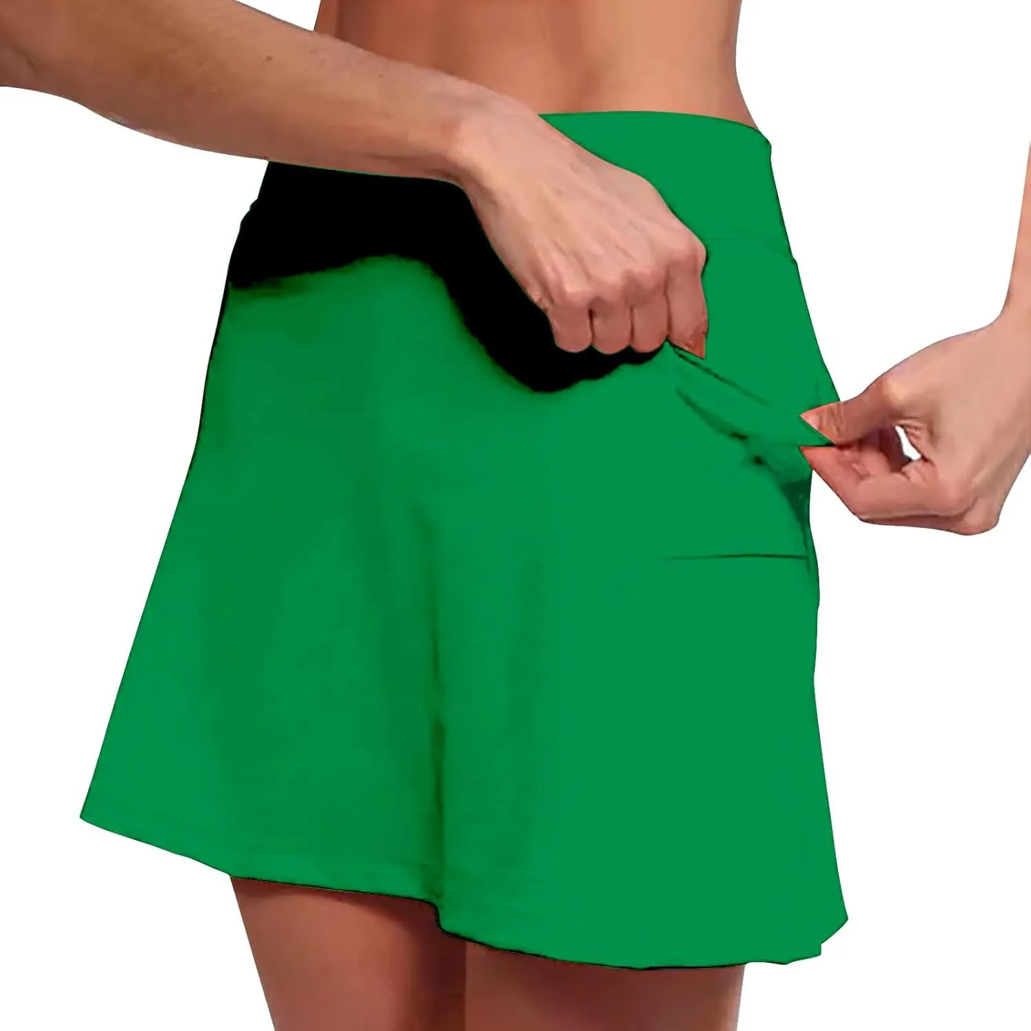 Long Golf Skirts for Women with Shorts Black Mini Skirt with Slit Low Rise Biker Shorts Women Tummy Control Plus