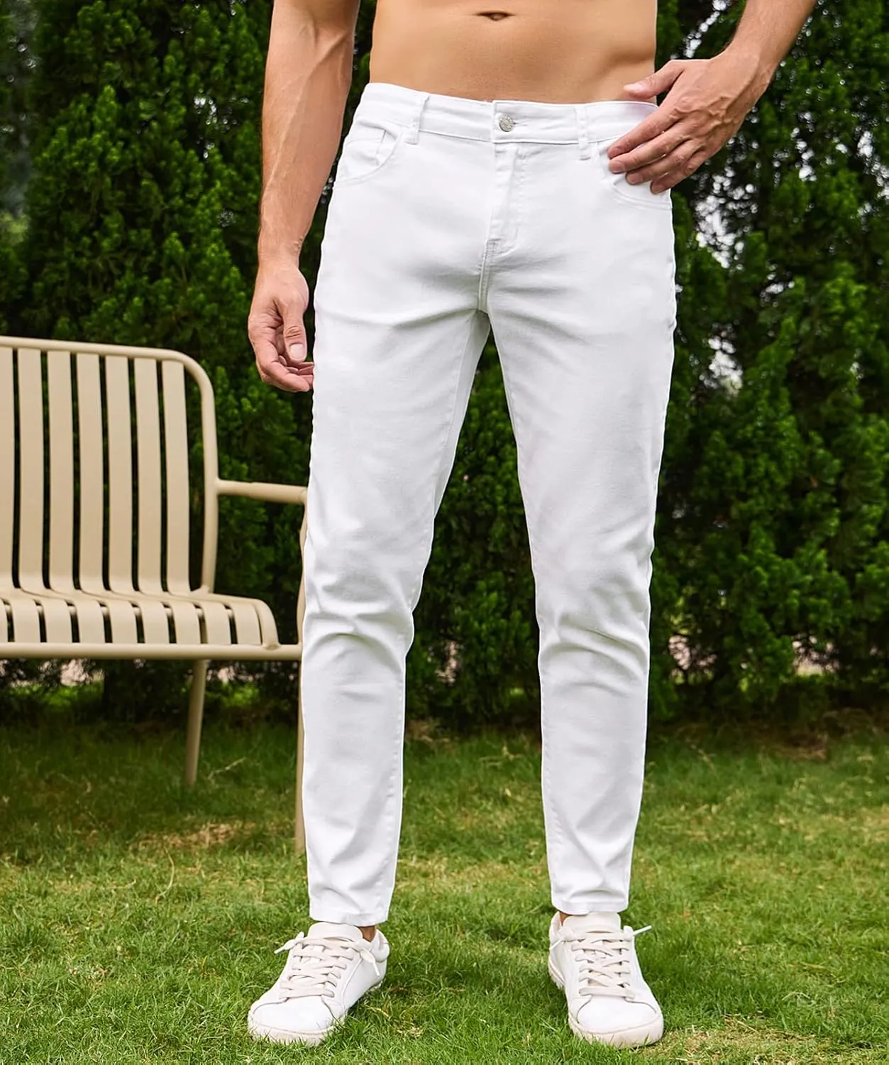 LONGBIDA Men's Ripped Jeans,Slim Fit Distressed Stretch Denim Pants Y2K Cargo Skinny Jeans for Men 2024