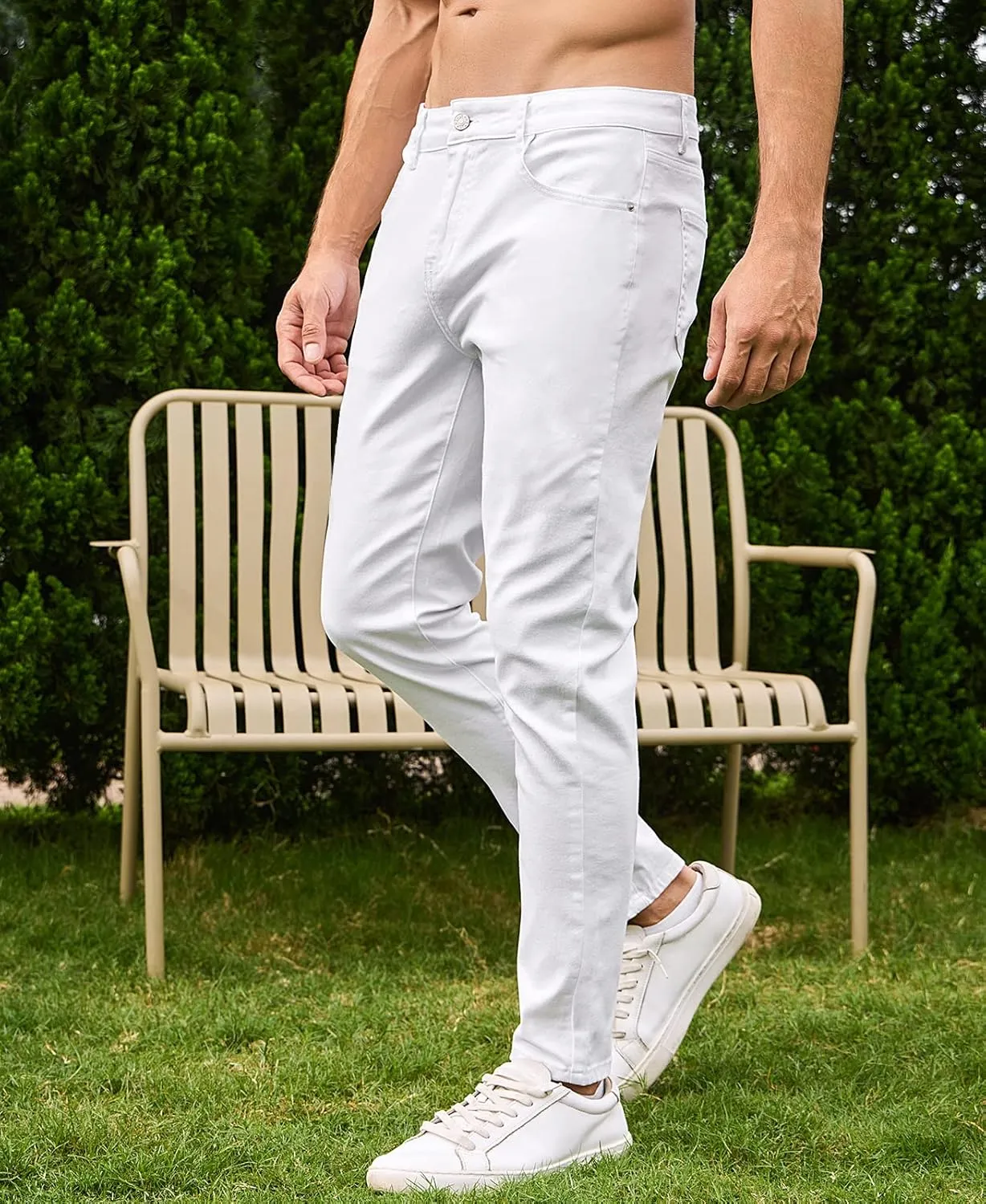 LONGBIDA Men's Ripped Jeans,Slim Fit Distressed Stretch Denim Pants Y2K Cargo Skinny Jeans for Men 2024