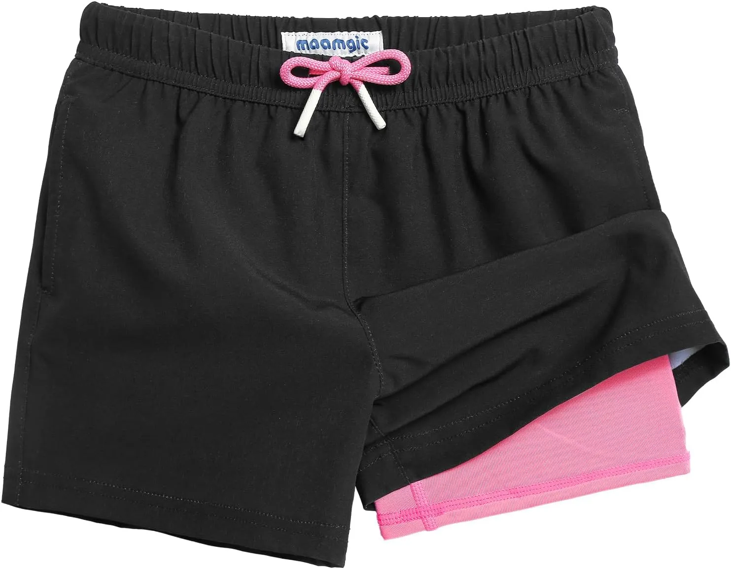 maamgic Boys Swim Trunks with Compression Liner Toddler Stretch Swim Shorts