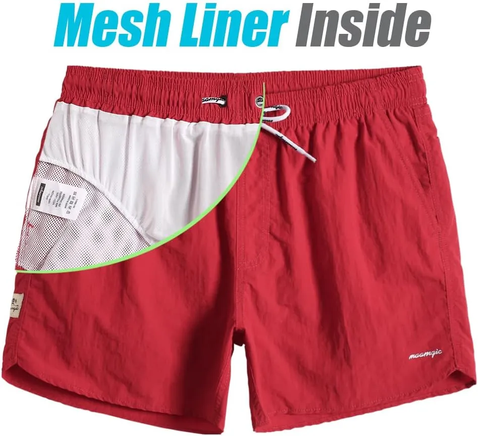 maamgic Mens Swim Trunks 5" with Mesh Lining Quick Dry Bathing Suits for Men Swim Shorts Swimwear