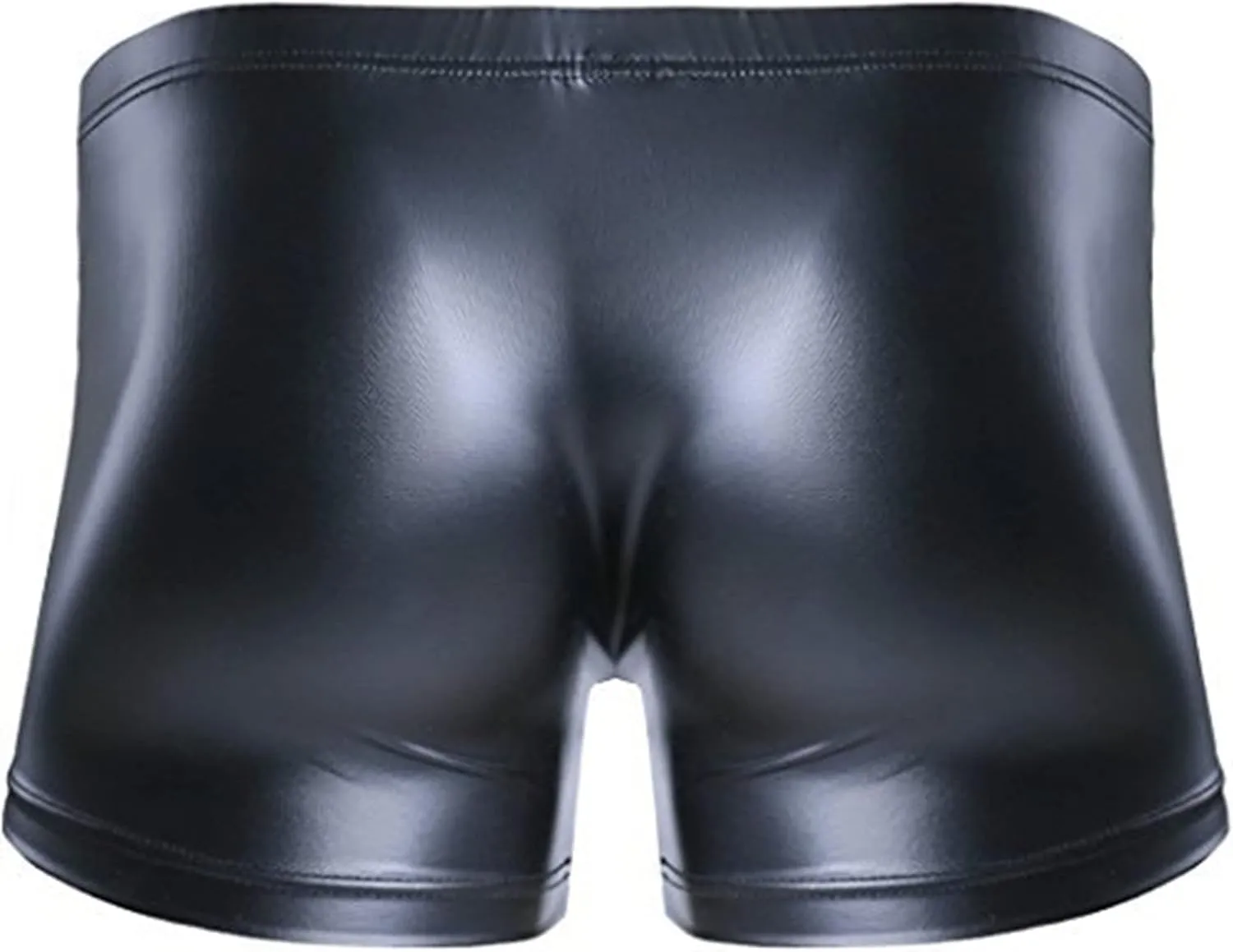 Maiyifu-GJ Men's Faux Leather Detachable Button Underwear Sexy U-Shaped Pouch Boxer Briefs Stretch Erotic Trunks