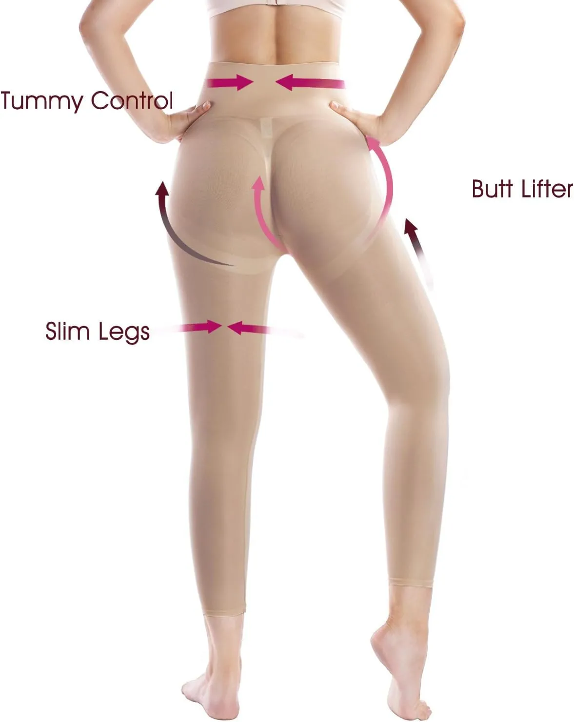  MD Shapewear for Women Tummy Control Seamless High Waisted Light Compression Footless Tights Leggings