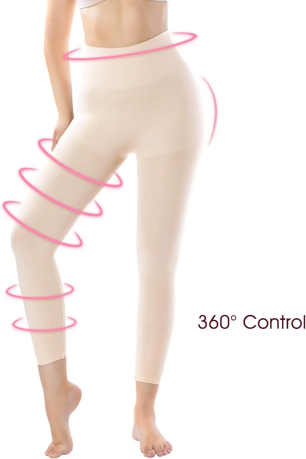  MD Shapewear for Women Tummy Control Seamless High Waisted Light Compression Footless Tights Leggings