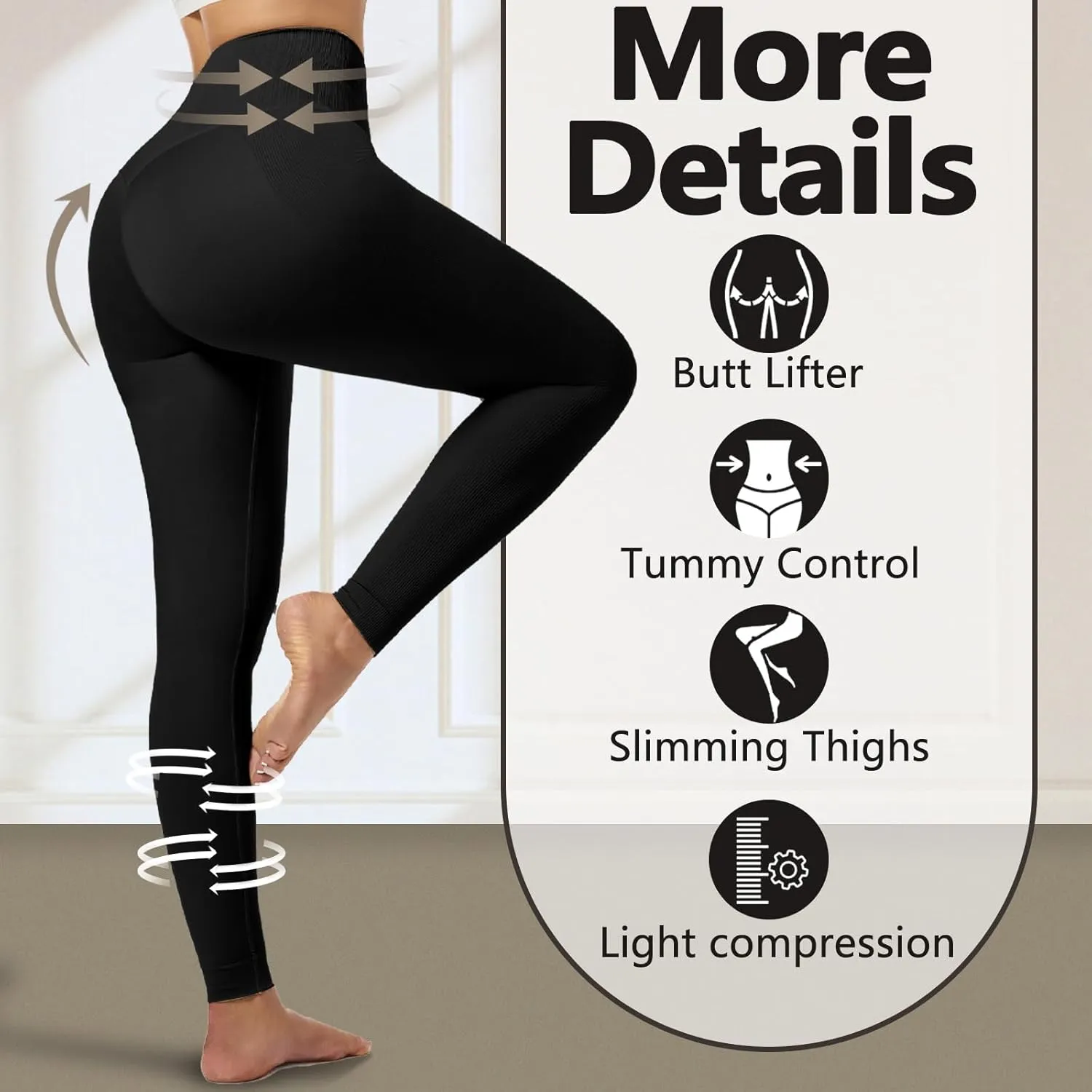  MD Shapewear for Women Tummy Control Seamless High Waisted Light Compression Footless Tights Leggings