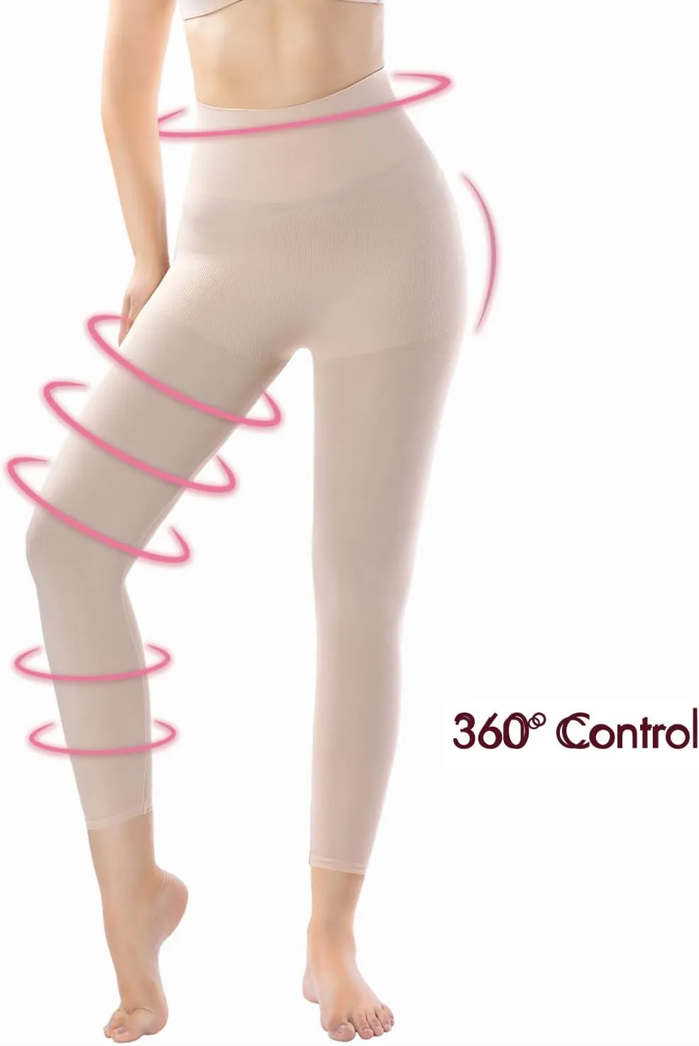  MD Shapewear for Women Tummy Control Seamless High Waisted Light Compression Footless Tights Leggings