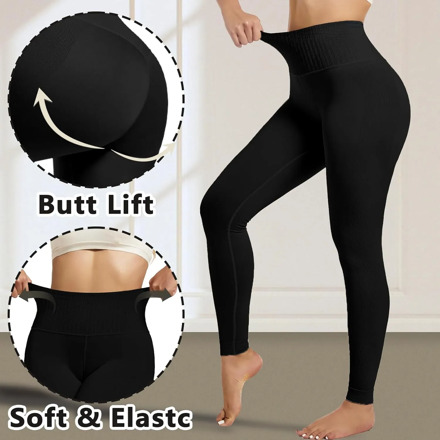  MD Shapewear for Women Tummy Control Seamless High Waisted Light Compression Footless Tights Leggings