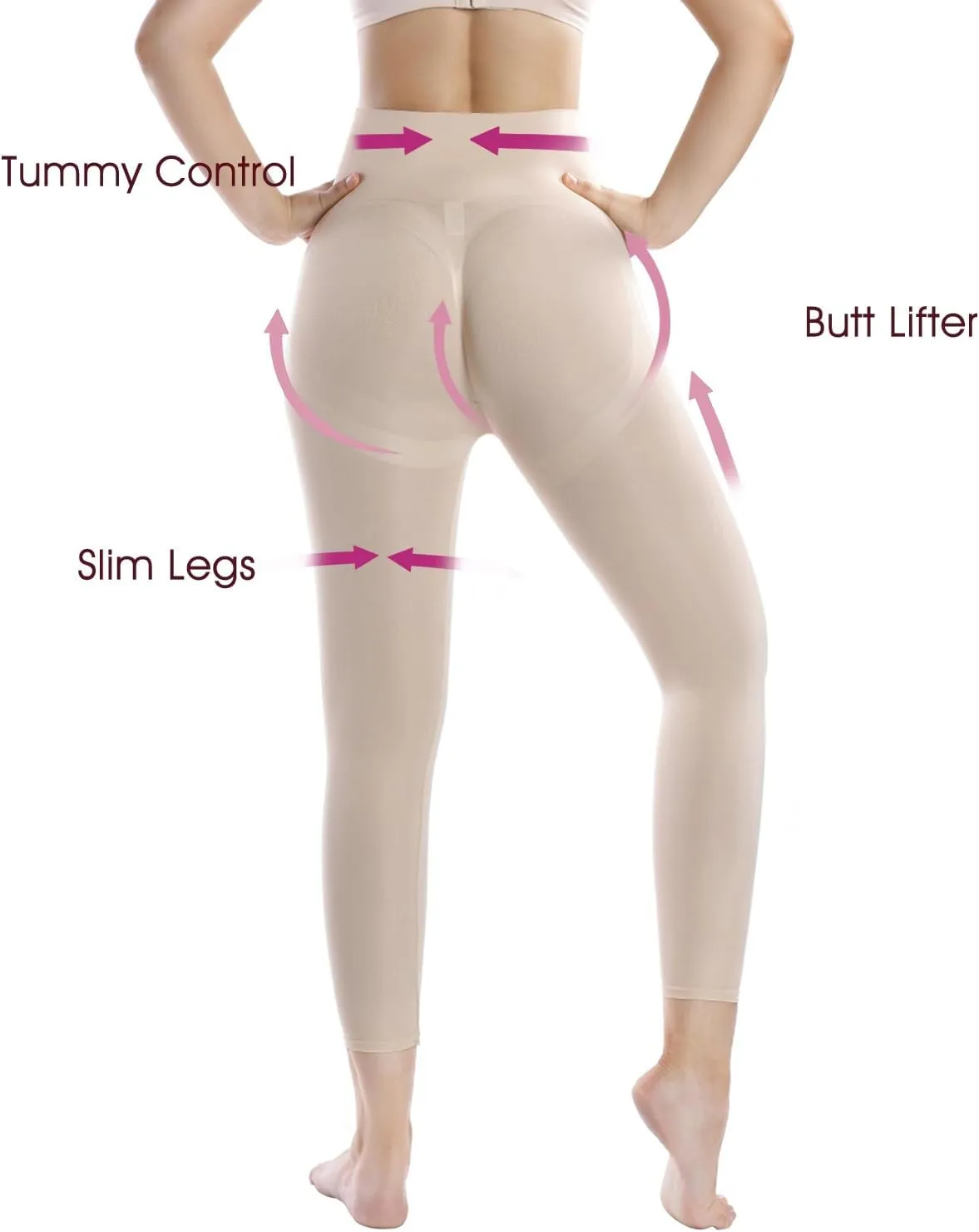  MD Shapewear for Women Tummy Control Seamless High Waisted Light Compression Footless Tights Leggings