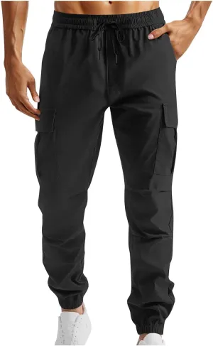 Men Joggers Pants with Pockets Slim Fit Baggy Chino Cinch Bottom Cargo Sweatpants Casual Workout Outdoor Sweat Pants