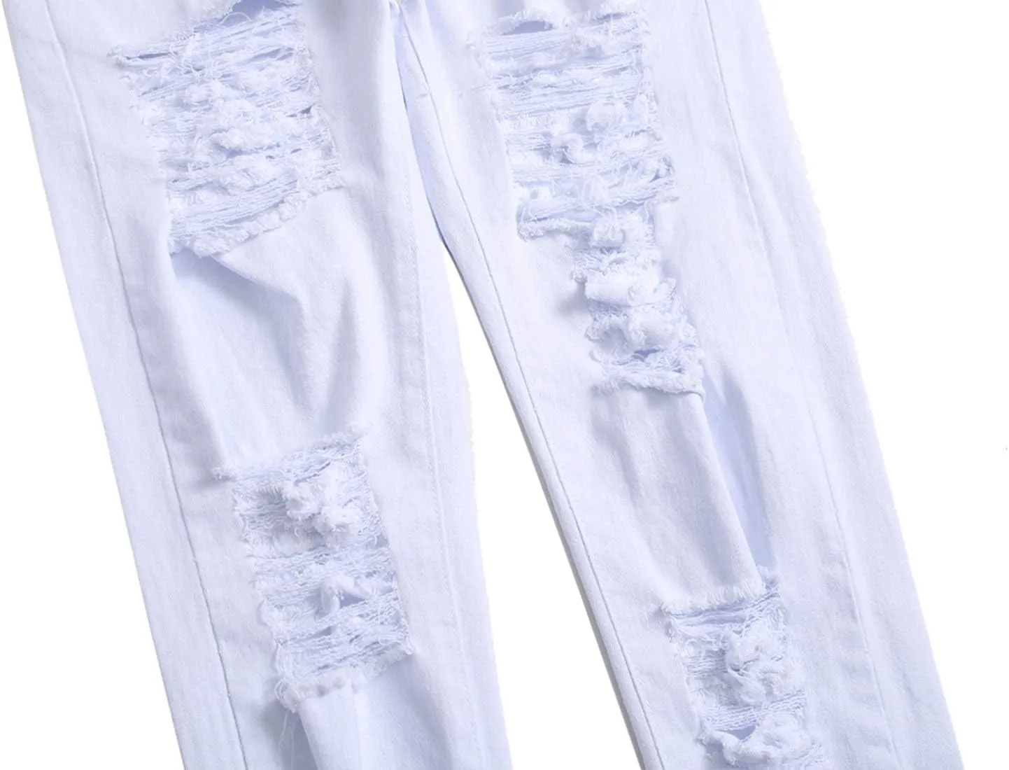 Men Ripped Jeans, Slim Fit Straight Leg, Denim Pants with Holes