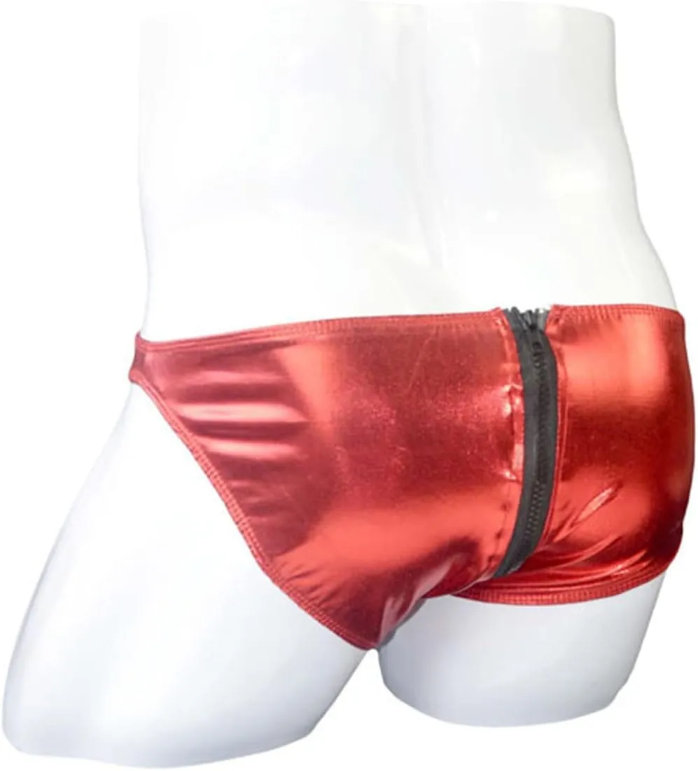 Men Sport Supporter Bikini Swimsuit Sexy Low Rise Hollow Out Mini Underwear Soft Breathable Patent Leather Boxer Briefs