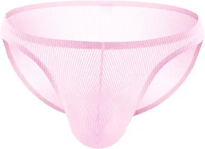 Men's Briefs Low Rise Bikini Underwear Bulge Enhancing Underpants Sexy Mesh Sheer Bottoms Comfort Lingerie