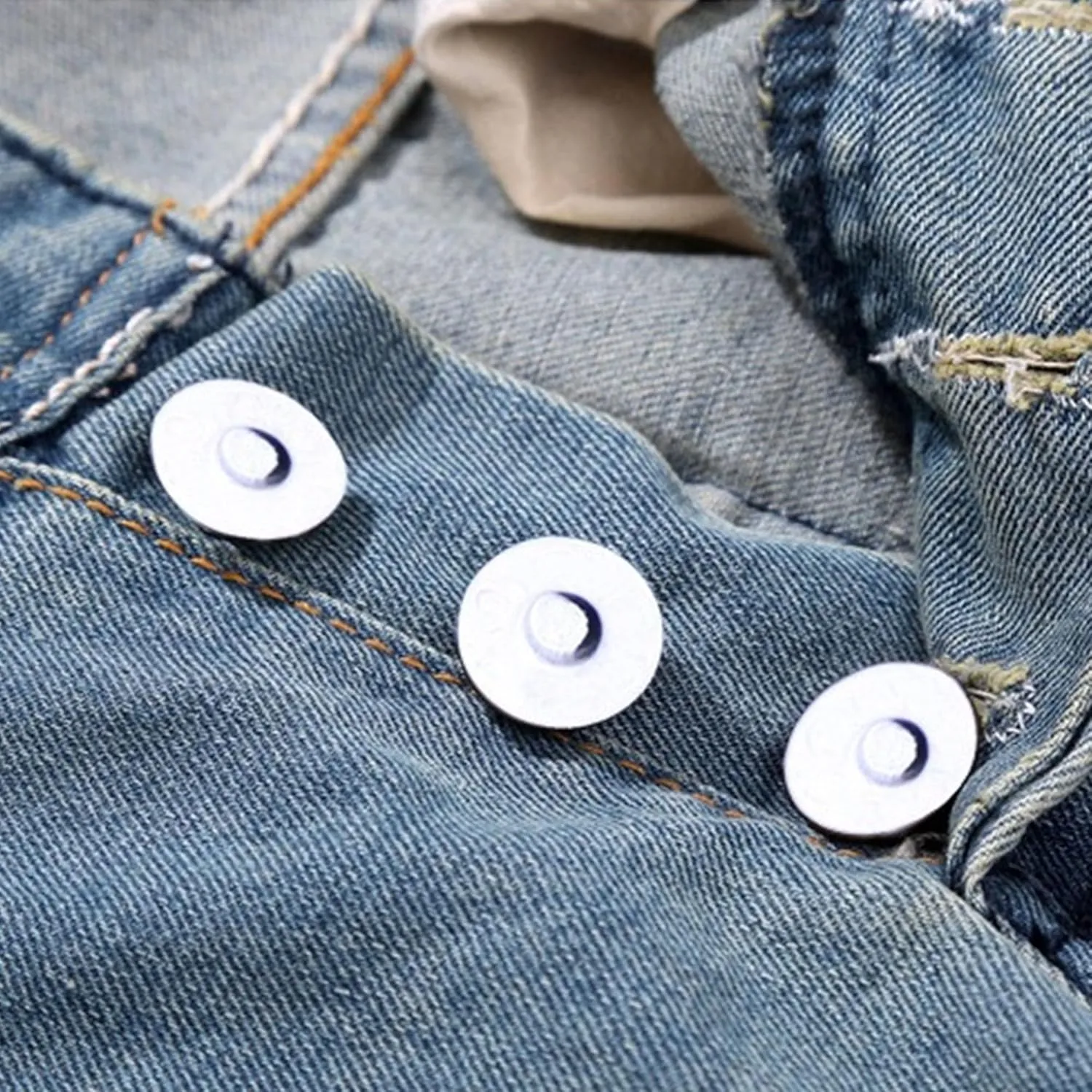 Men's Button Skinny Slim Fit Denim Pants Comfort Flex Waist Denim Jeans Vintage Casual Trousers