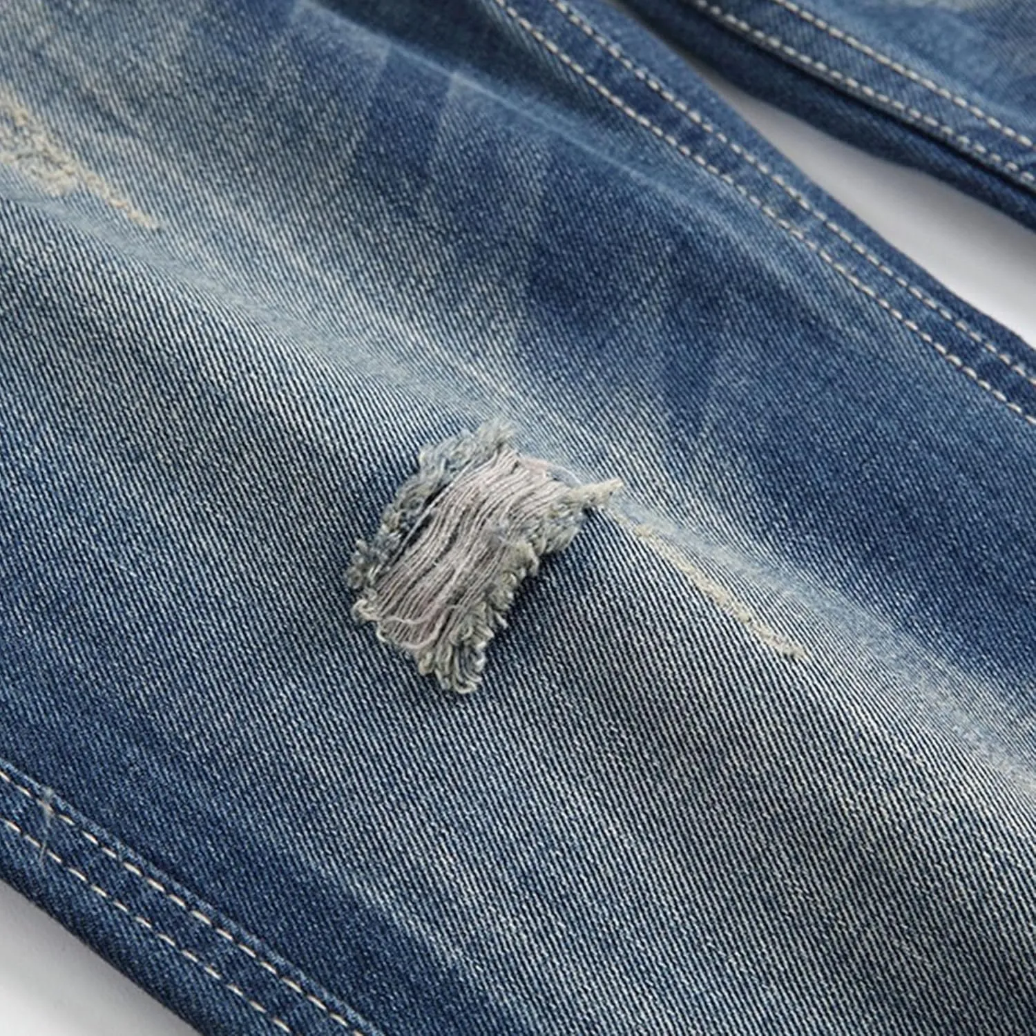 Men's Button Skinny Slim Fit Denim Pants Comfort Flex Waist Denim Jeans Vintage Casual Trousers