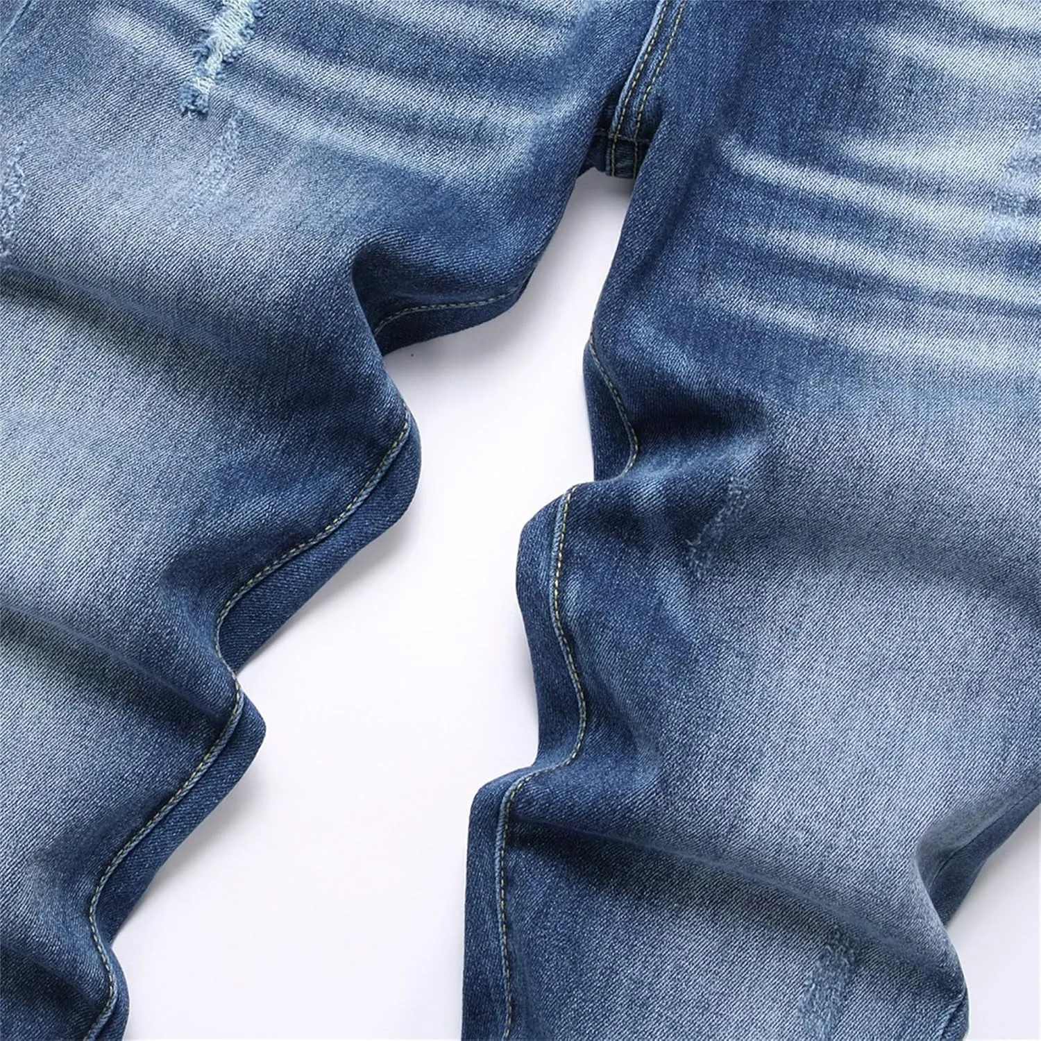 Men's Button Skinny Slim Fit Denim Pants Comfort Flex Waist Denim Jeans Vintage Casual Trousers