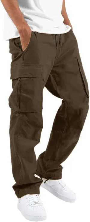 Men's Cargo Pants Straight Leg Joggers Lightweight Hiking Pants Outdoor Fashion Streetwear Trousers with Pockets