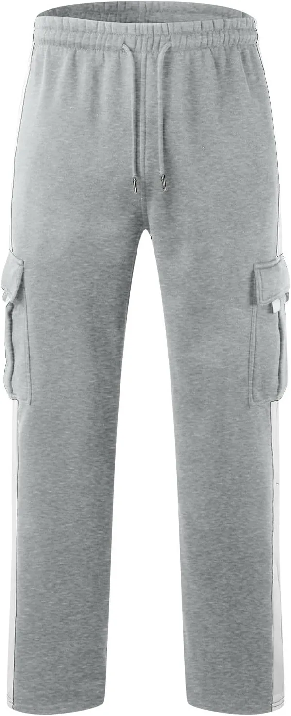 Mens Cargo Sweatpants with Pockets Stretch Drawstring Elastic Waist Sweatpants Slim Fit Pants 2024 Joggers Trousers