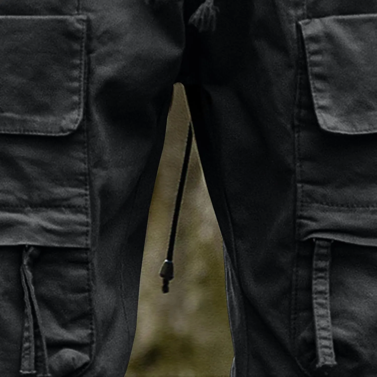 Mens Casual Cargo Pants Slim-Fit Drawstring Outdoor Hiking Pants Multi-Pockets Cotton Comfort Trousers for Travel