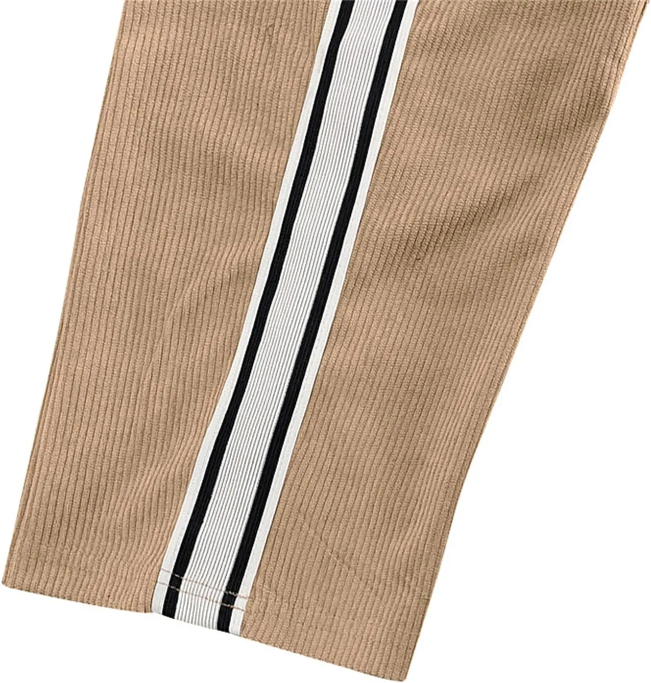 Men's Casual Corduroy Pants Loose Wide Leg Striped Pants Fashion Elastic Waist Drawstring Baggy Sweatpants Slacks