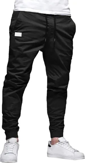 Men's Casual Elastic Waisted Joggers Pants Chino Solid Tapered Hiking Pants Slim Fit Comfort Outdoor Trousers