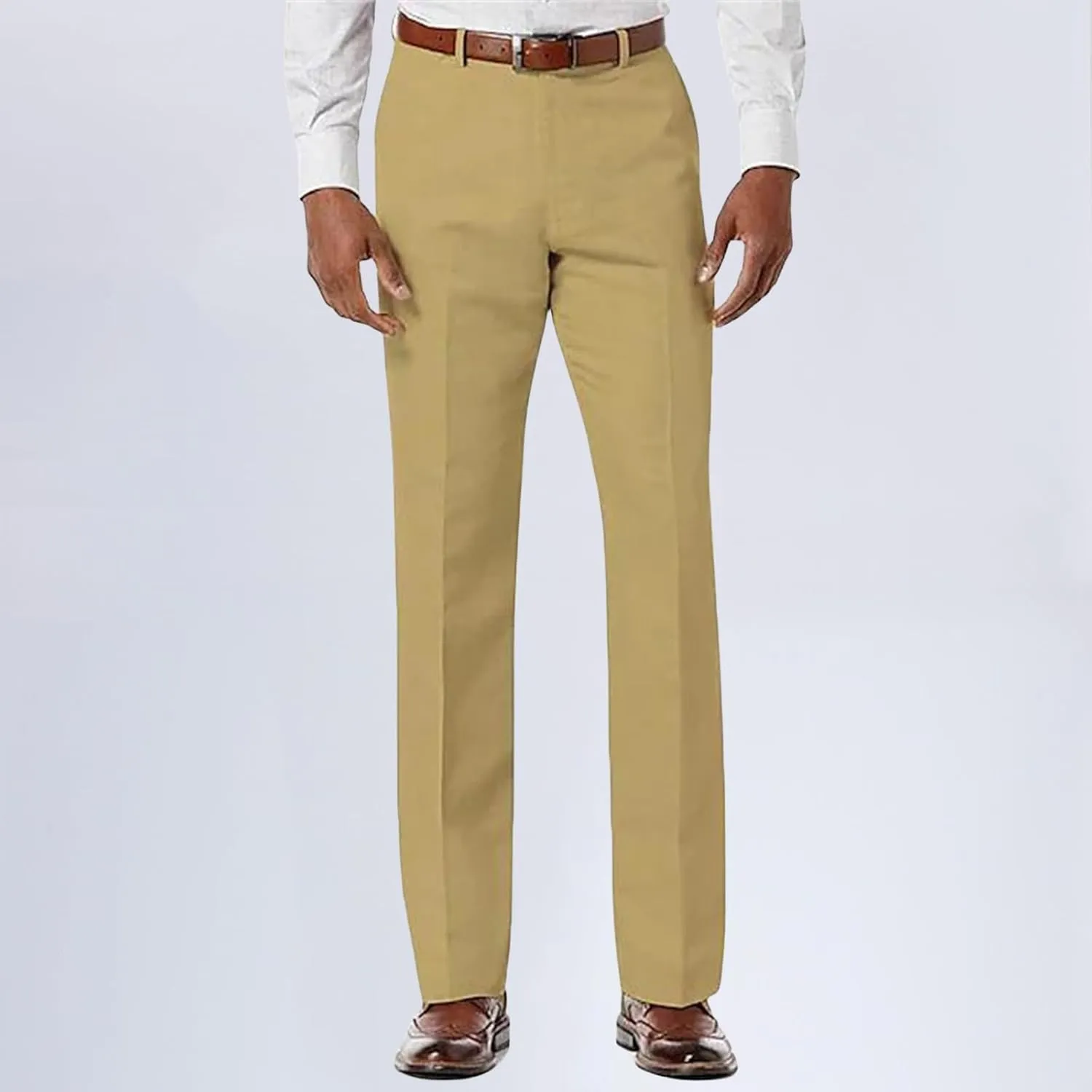 Men's Casual Pants Vintage Slim Fit Dress Pant Waist Stretch Work Trousers Fashion Flat Front Trousers with Pocket