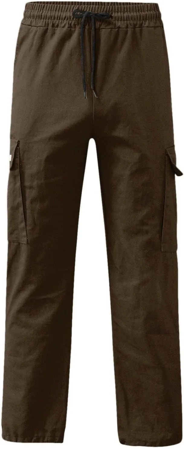 Men's Casual Stretch Cargo Pants Drawstring Waist Trousers Athletic Joggers Lightweight Sweatpants Hiking Pants