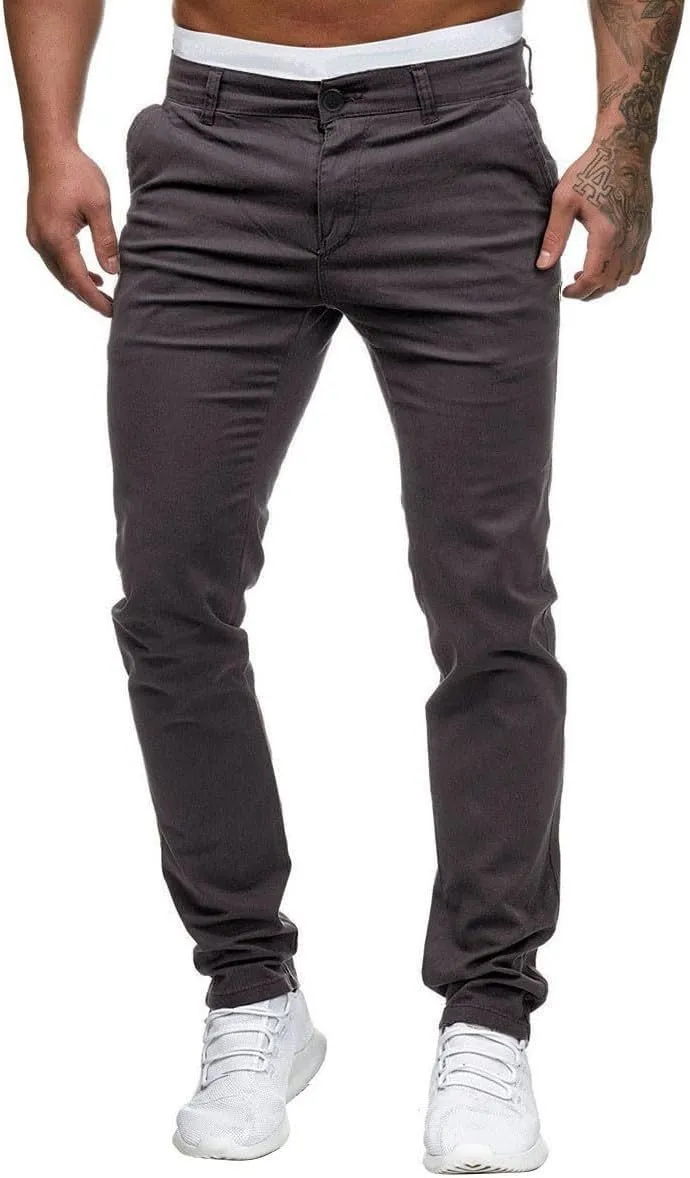 Mens Chinos Fashion Slim Fit Dress Pants Casual Business Work Skinny Stretch Golf Pants Comfort Flat Front Suit Pants Slacks