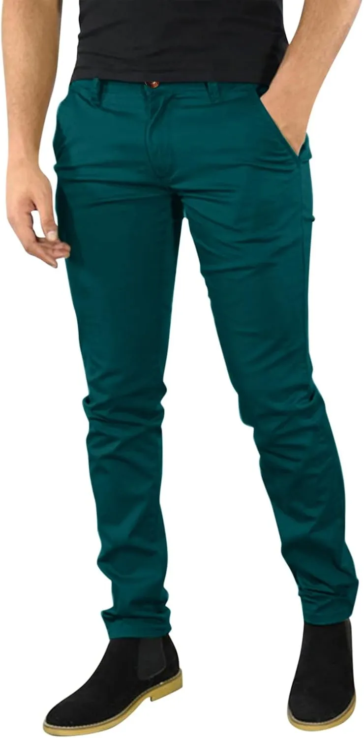 Mens Chinos Slim Fit Dress Pants Comfort Flat Front Stretch Skinny Tapered Dress Pants Casual Business Work Solid Trousers