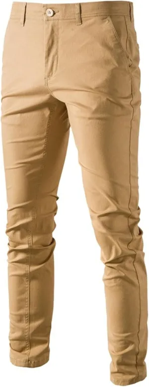 Men's Comfort Casual Solid Trousers Trendy Slim Fit Lounge Pants Lightweight Active Business Slack