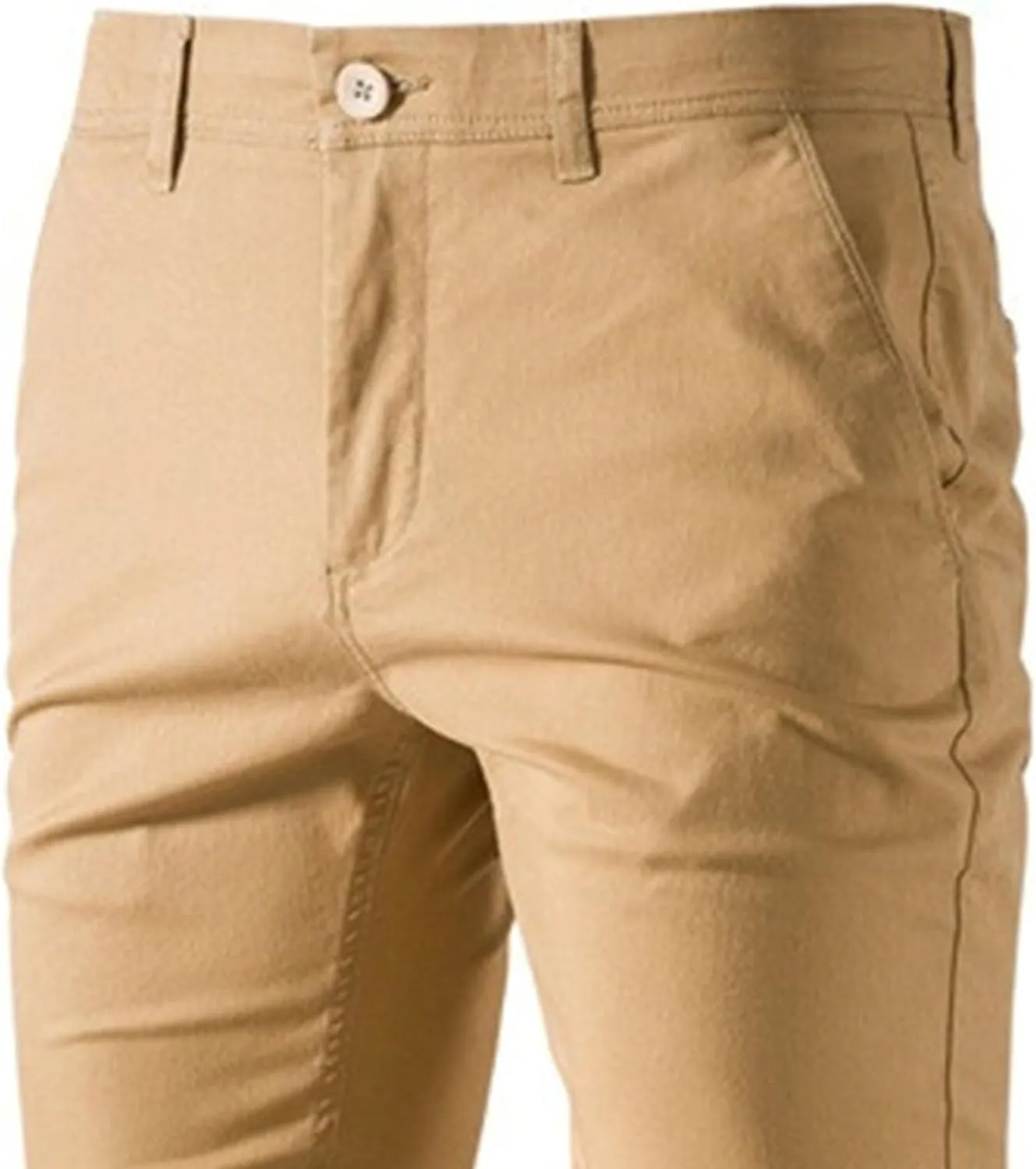 Men's Comfort Casual Solid Trousers Trendy Slim Fit Lounge Pants Lightweight Active Business Slack