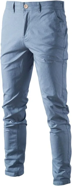 Men's Comfort Casual Solid Trousers Trendy Slim Fit Lounge Pants Lightweight Active Business Slack