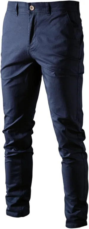 Men's Comfort Casual Solid Trousers Trendy Slim Fit Lounge Pants Lightweight Active Business Slack