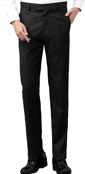 Men'S Comfort Stretch Cotton Chino Pants Slim-Fit Washed Business Pant Skinny Vintage Cargo Dress Pant (4X-Large,Black), Black, 4X-Large