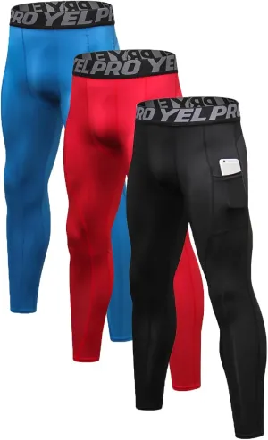 Mens Compression Pants Athletic Running Leggings Workout Tights Quick Dry Base Layer for Basketball Sports