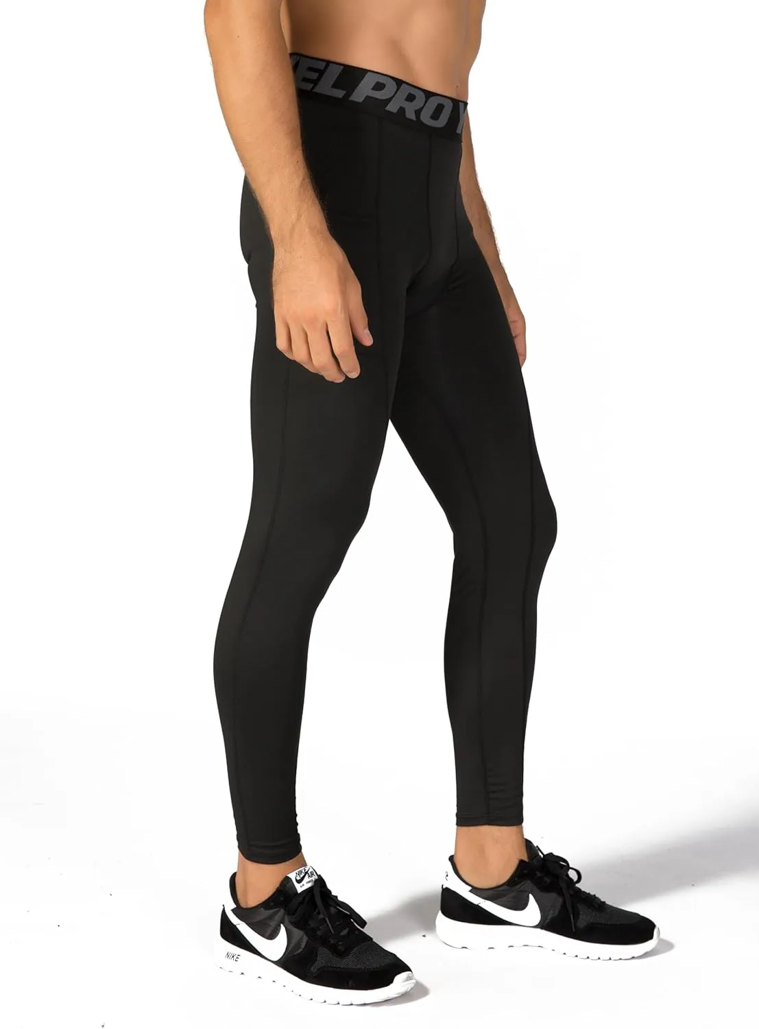 Mens Compression Pants Athletic Running Leggings Workout Tights Quick Dry Base Layer for Basketball Sports