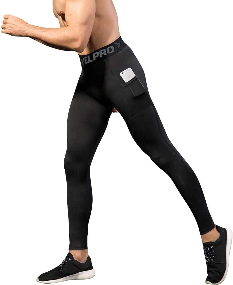 Mens Compression Pants Athletic Running Leggings Workout Tights Quick Dry Base Layer for Basketball Sports