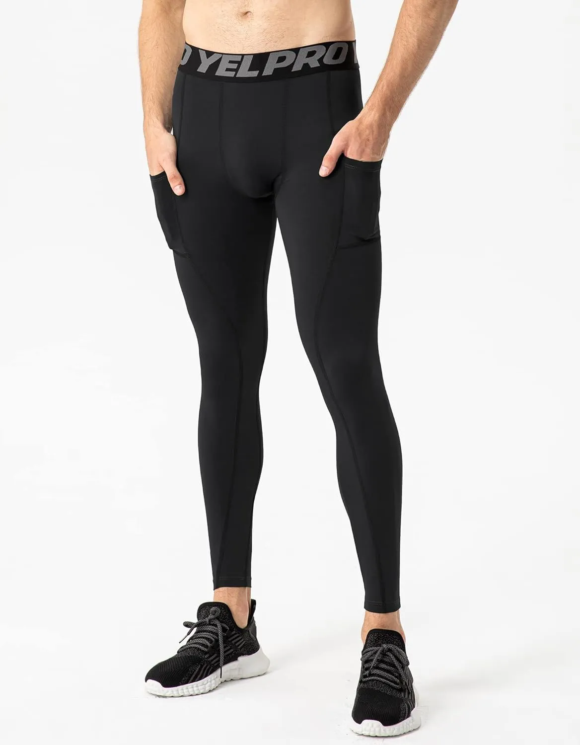 Mens Compression Pants Athletic Running Leggings Workout Tights Quick Dry Base Layer for Basketball Sports