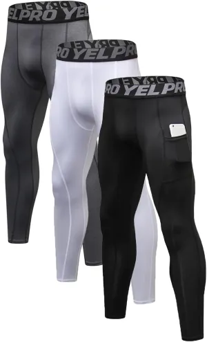 Mens Compression Pants Athletic Running Leggings Workout Tights Quick Dry Base Layer for Basketball Sports