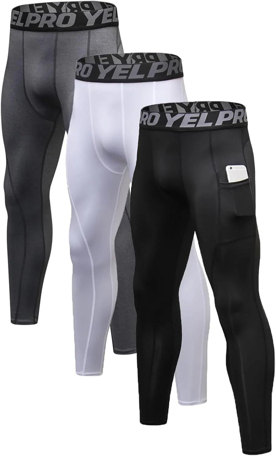 Mens Compression Pants Athletic Running Leggings Workout Tights Quick Dry Base Layer for Basketball Sports