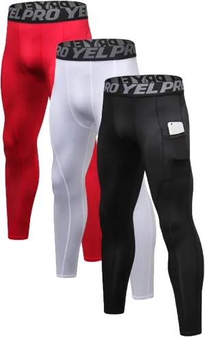 Mens Compression Pants Athletic Running Leggings Workout Tights Quick Dry Base Layer for Basketball Sports